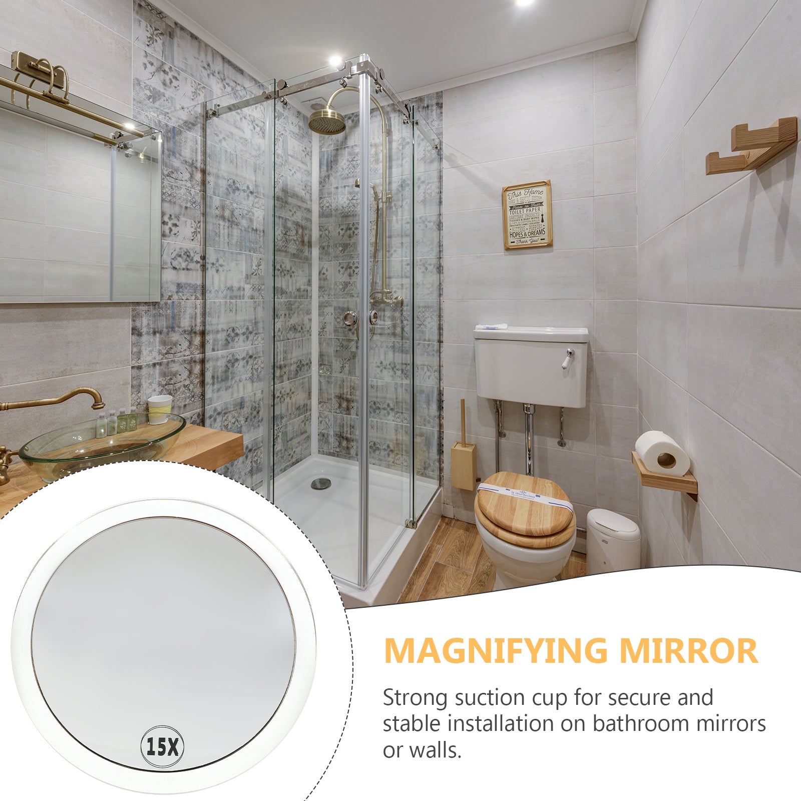 15x Magnification Suction Cup Mirror for Precision Makeup and Pore Care