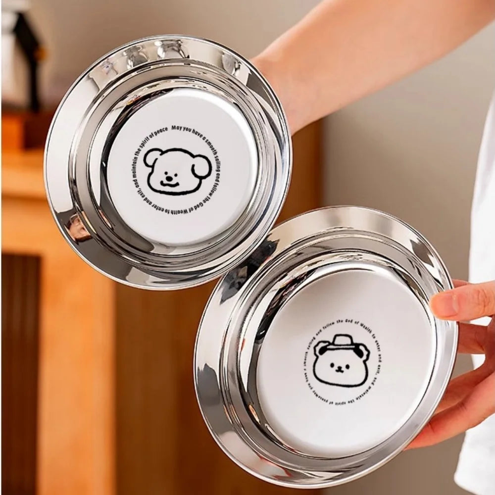 Cartoon Round Stainless Steel Kids Dinner Plate – 304 Steel
