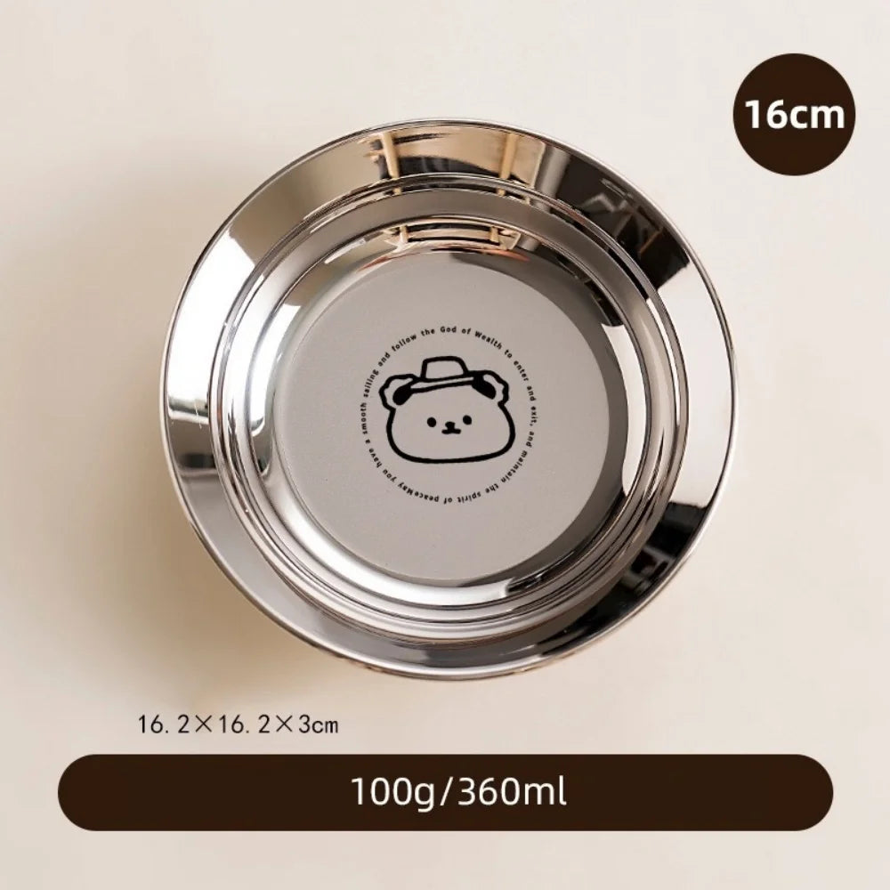 Cartoon Round Stainless Steel Kids Dinner Plate – 304 Steel