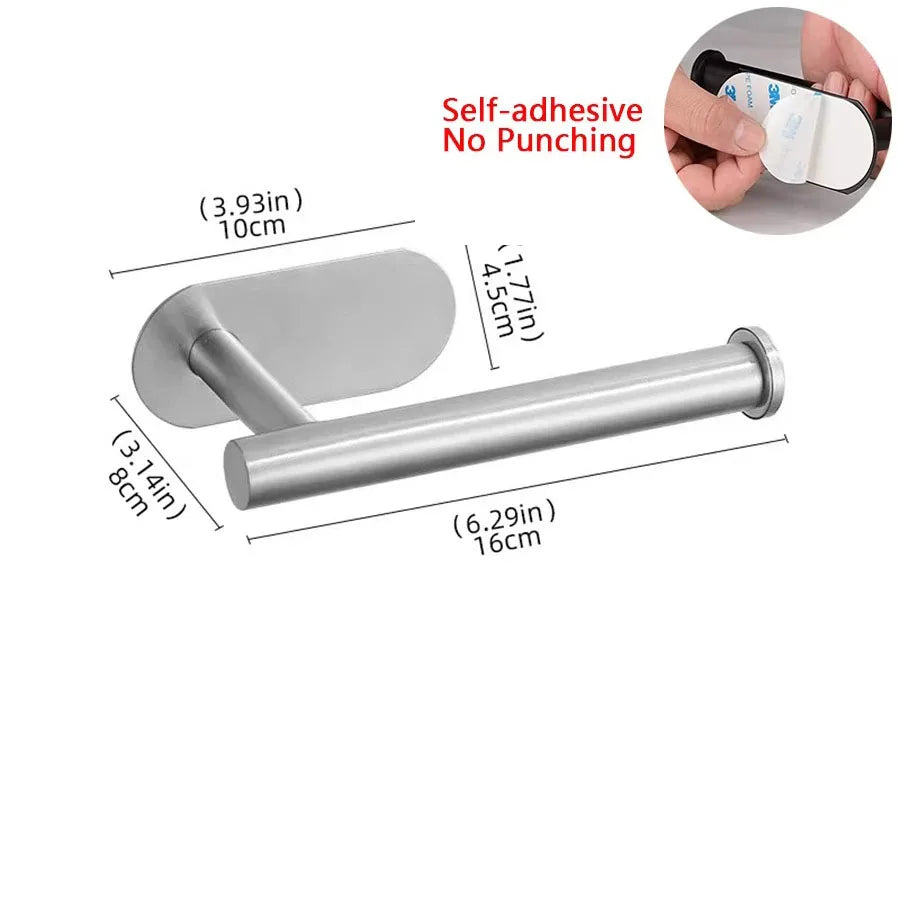 Black Gold Wall-Mounted Toilet Paper Holder with Phone & Towel Shelf Bathroom Rack