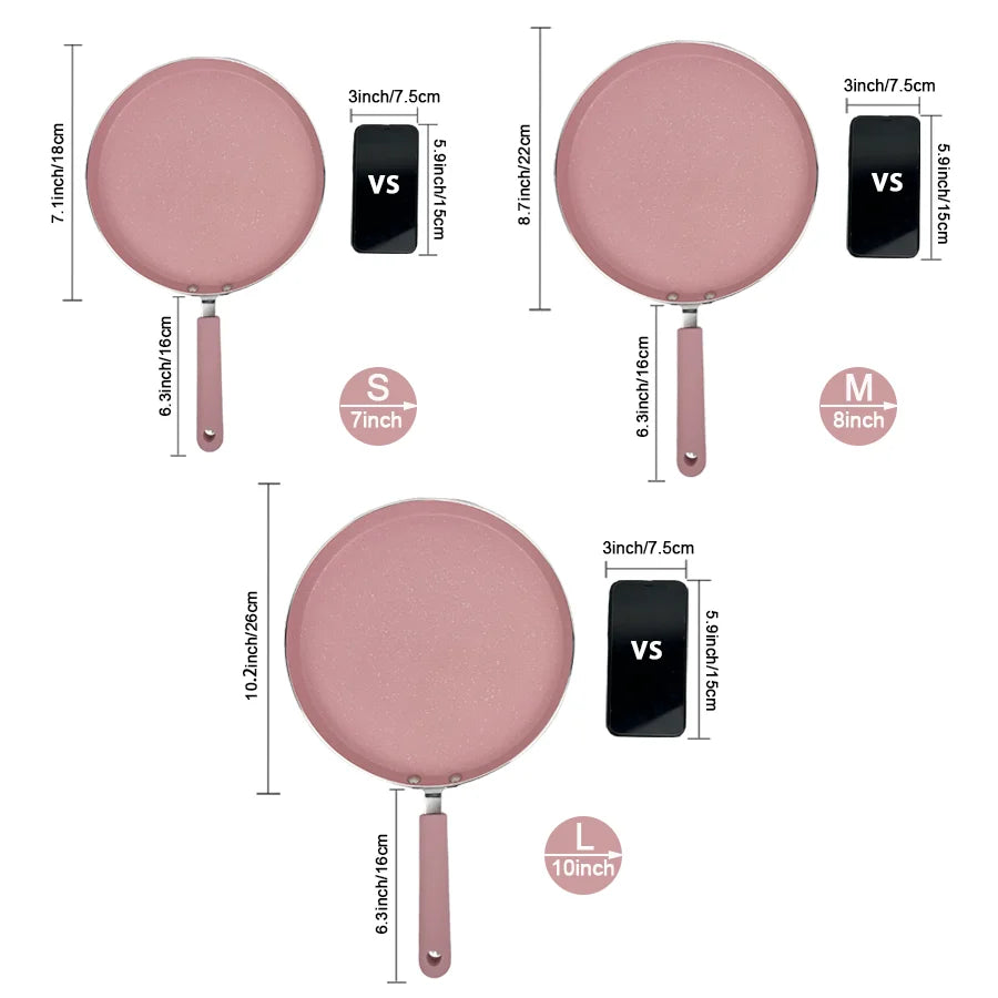 Eco-Friendly Non-Stick Pink Omelet Pan – S/M/L Kitchen Frying Pan
