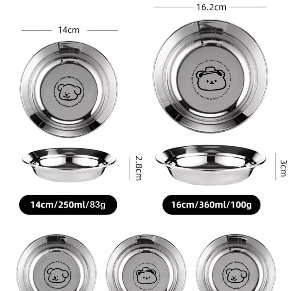 Cartoon Round Stainless Steel Kids Dinner Plate – 304 Steel