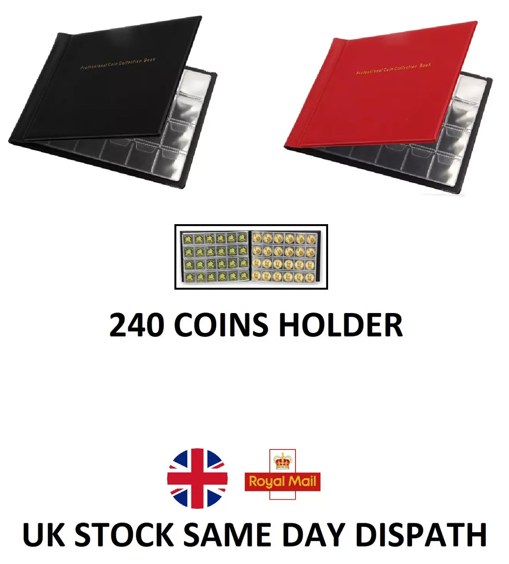 240-Coin Pocket Album Book for Coins, Medals & Tokens Collectors
