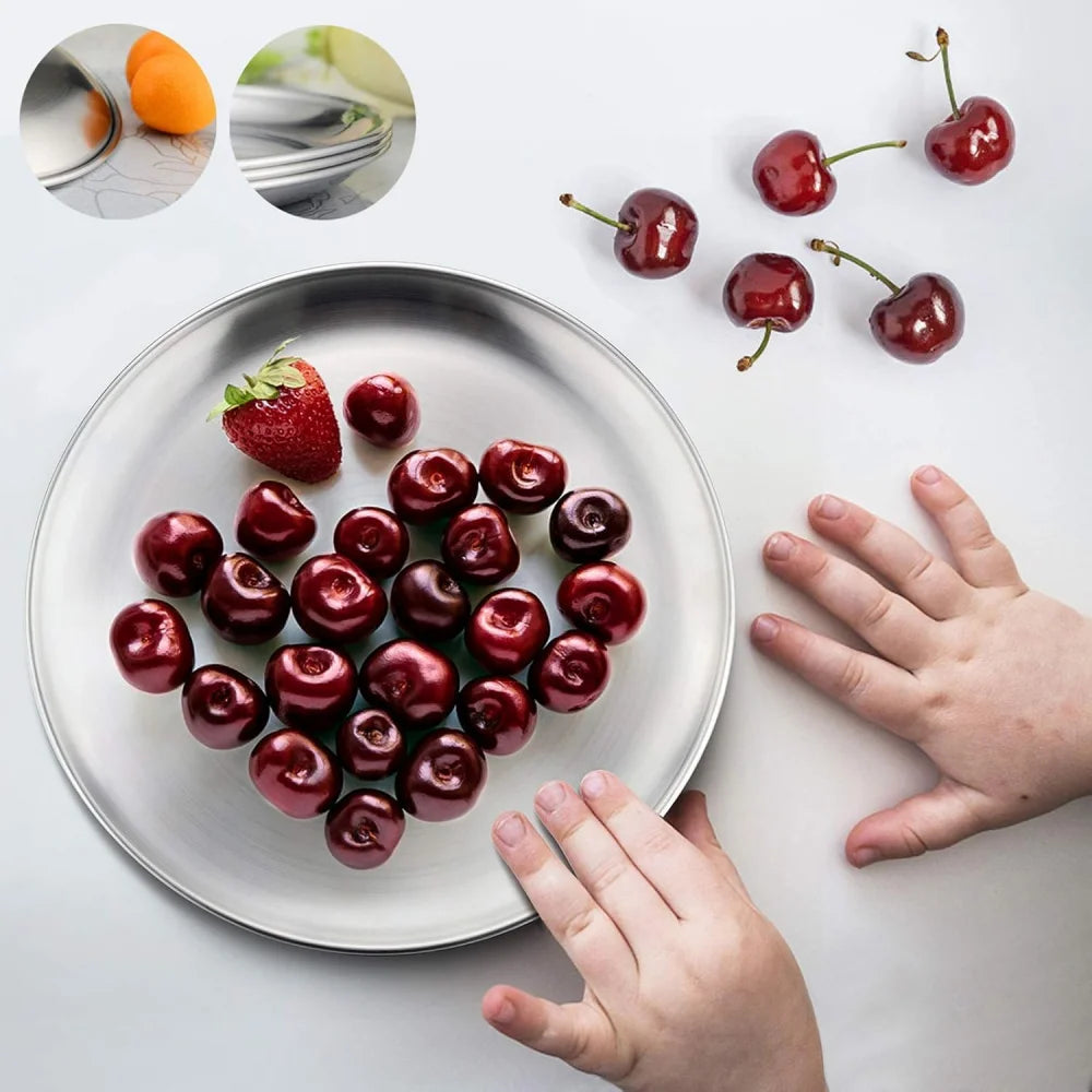 Cartoon Round Stainless Steel Kids Dinner Plate – 304 Steel