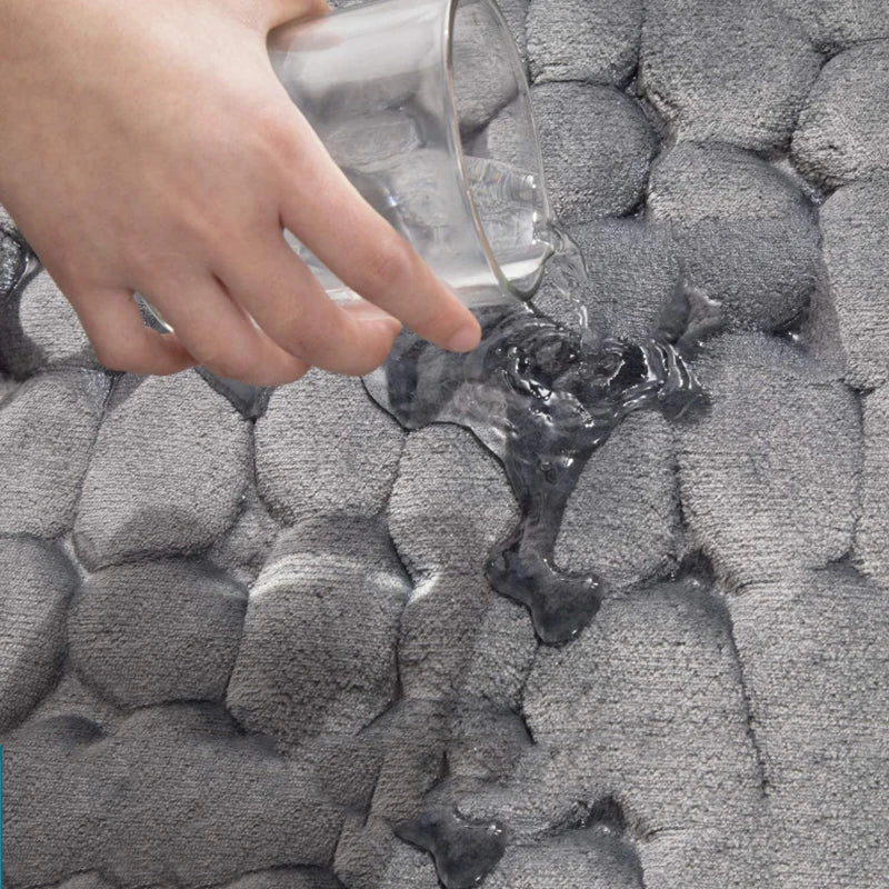 Cobblestone Embossed Memory Foam Bath Mat Non-Slip Absorbent Washable Bathroom Rug 40x60/50x80cm