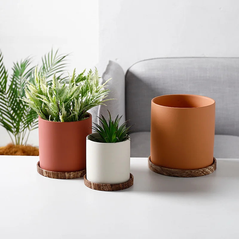 Nordic Style Ceramic Flower Pot Tray