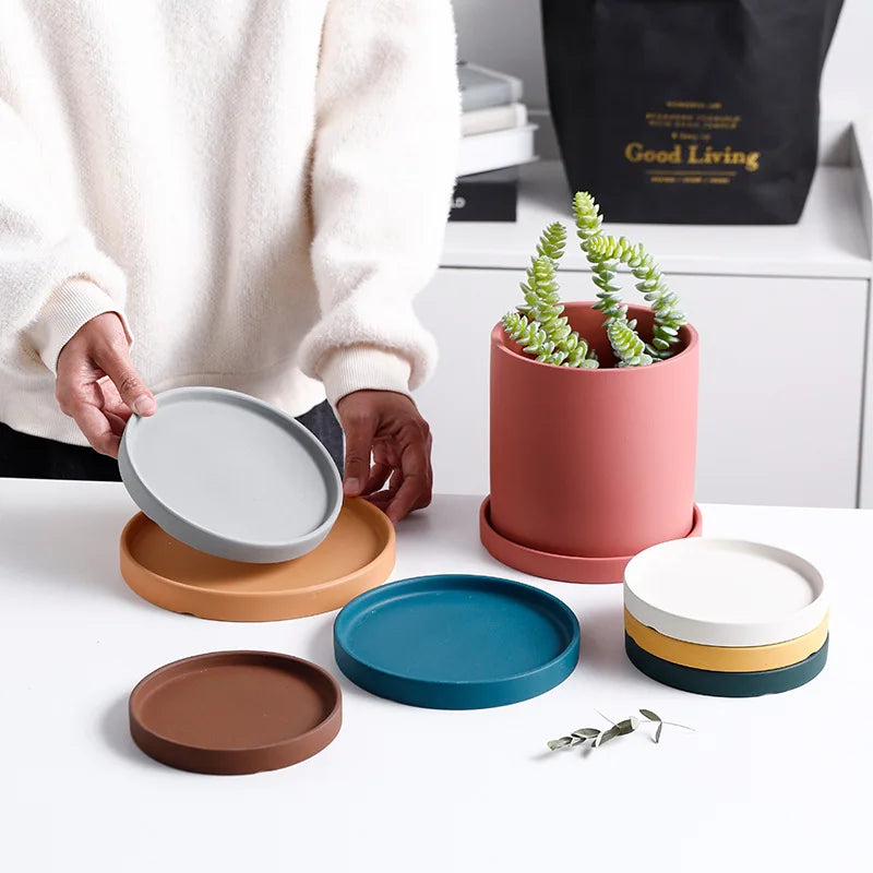 Nordic Style Ceramic Flower Pot Tray