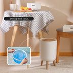 Wooden High Foot Trash Can Bathroom & Kitchen Waste Bin with Press Cover Living Room Garbage Container
