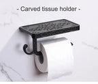 Antique Bronze Toilet Paper Holder with Phone Shelf Wall Mounted Bathroom Rack