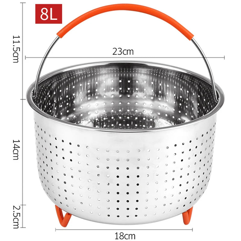 Stainless Steel & Silicone Steamer Basket – Multi-Purpose for Vegetables, Eggs & Pressure Cookers