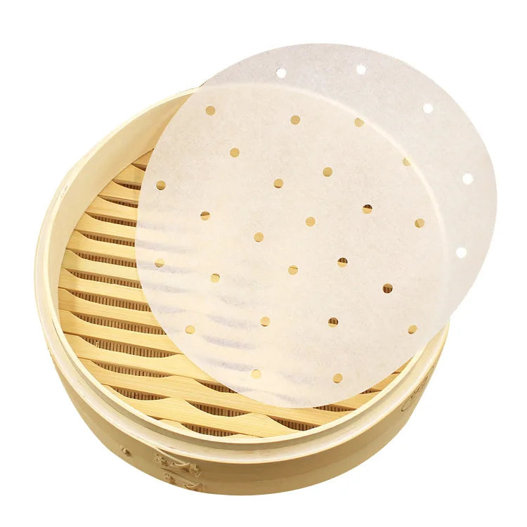 Eco-Friendly Silicone & Parchment Steamer Paper – Non-Stick Round