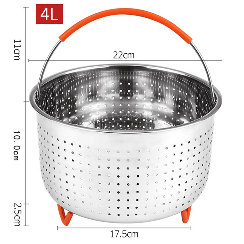 Stainless Steel & Silicone Steamer Basket – Multi-Purpose for Vegetables, Eggs & Pressure Cookers