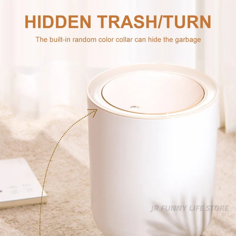 Wooden High Foot Trash Can Bathroom & Kitchen Waste Bin with Press Cover Living Room Garbage Container