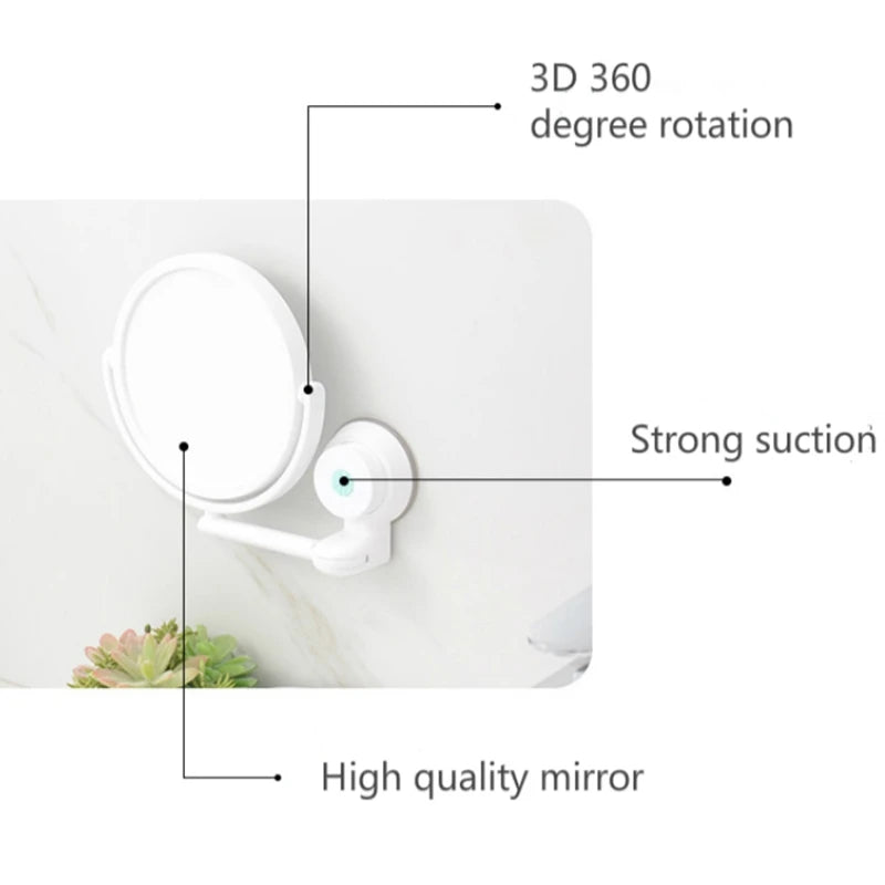 360-Degree Rotating HD Makeup and Shaving Mirror for Precision Grooming
