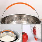 Stainless Steel & Silicone Steamer Basket – Multi-Purpose for Vegetables, Eggs & Pressure Cookers