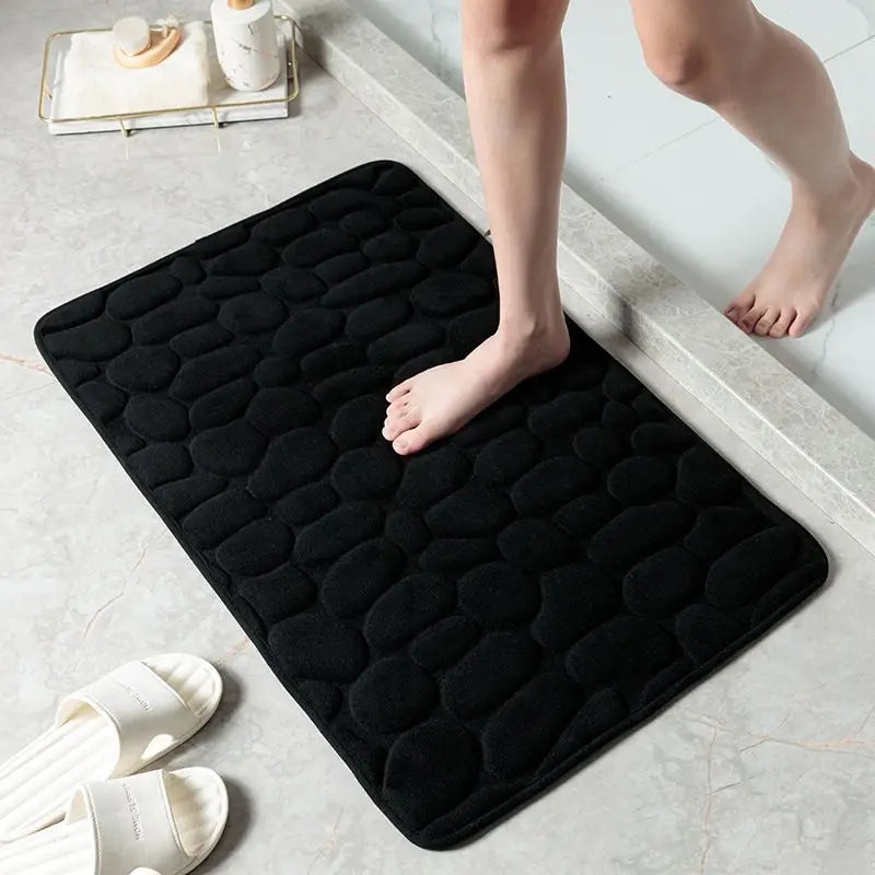 Cobblestone Embossed Memory Foam Bath Mat Non-Slip Absorbent Washable Bathroom Rug 40x60/50x80cm