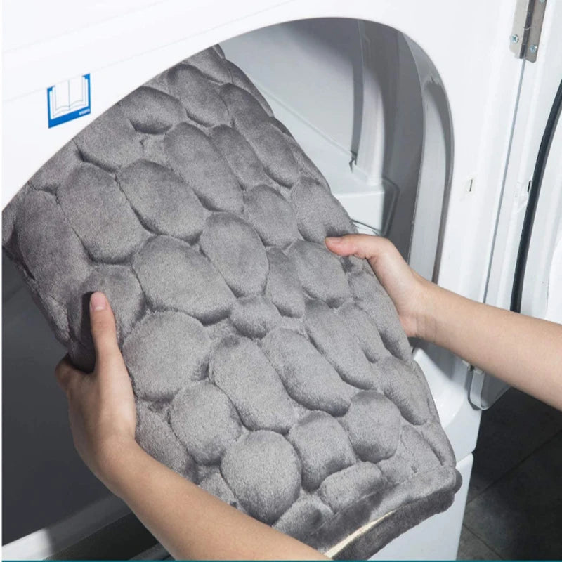 Cobblestone Embossed Memory Foam Bath Mat Non-Slip Absorbent Washable Bathroom Rug 40x60/50x80cm