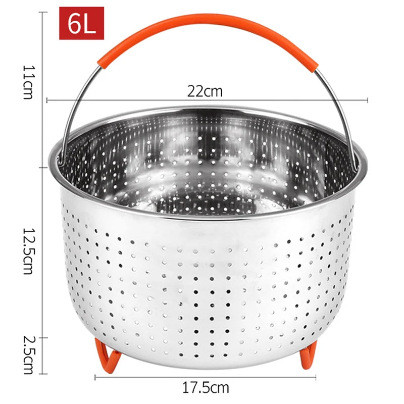 Stainless Steel & Silicone Steamer Basket – Multi-Purpose for Vegetables, Eggs & Pressure Cookers