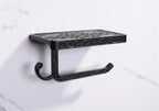 Antique Bronze Toilet Paper Holder with Phone Shelf Wall Mounted Bathroom Rack