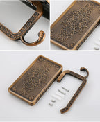 Antique Bronze Toilet Paper Holder with Phone Shelf Wall Mounted Bathroom Rack
