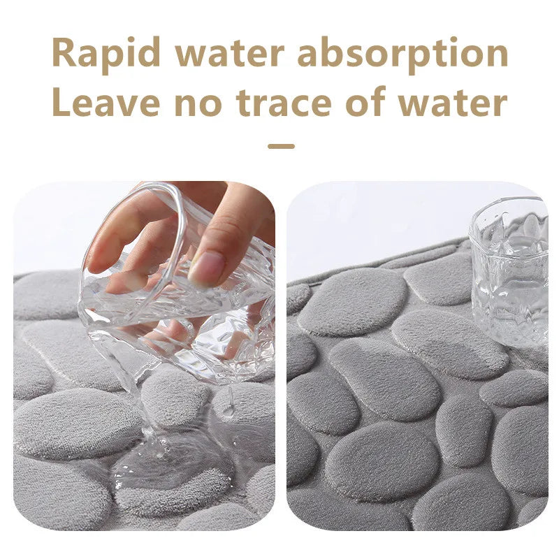 Cobblestone Embossed Memory Foam Bath Mat Non-Slip Absorbent Washable Bathroom Rug 40x60/50x80cm