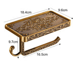 Antique Bronze Toilet Paper Holder with Phone Shelf Wall Mounted Bathroom Rack