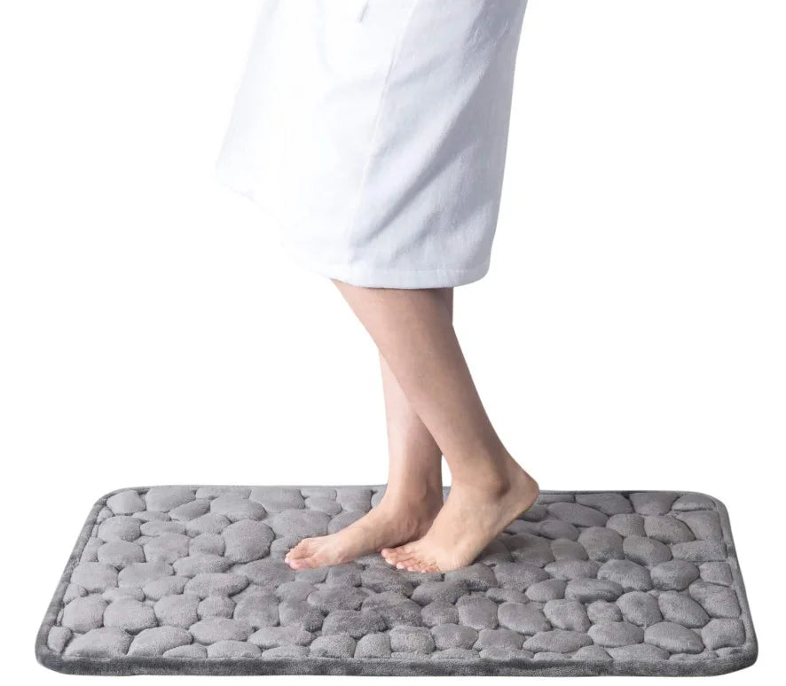 Cobblestone Embossed Memory Foam Bath Mat Non-Slip Absorbent Washable Bathroom Rug 40x60/50x80cm