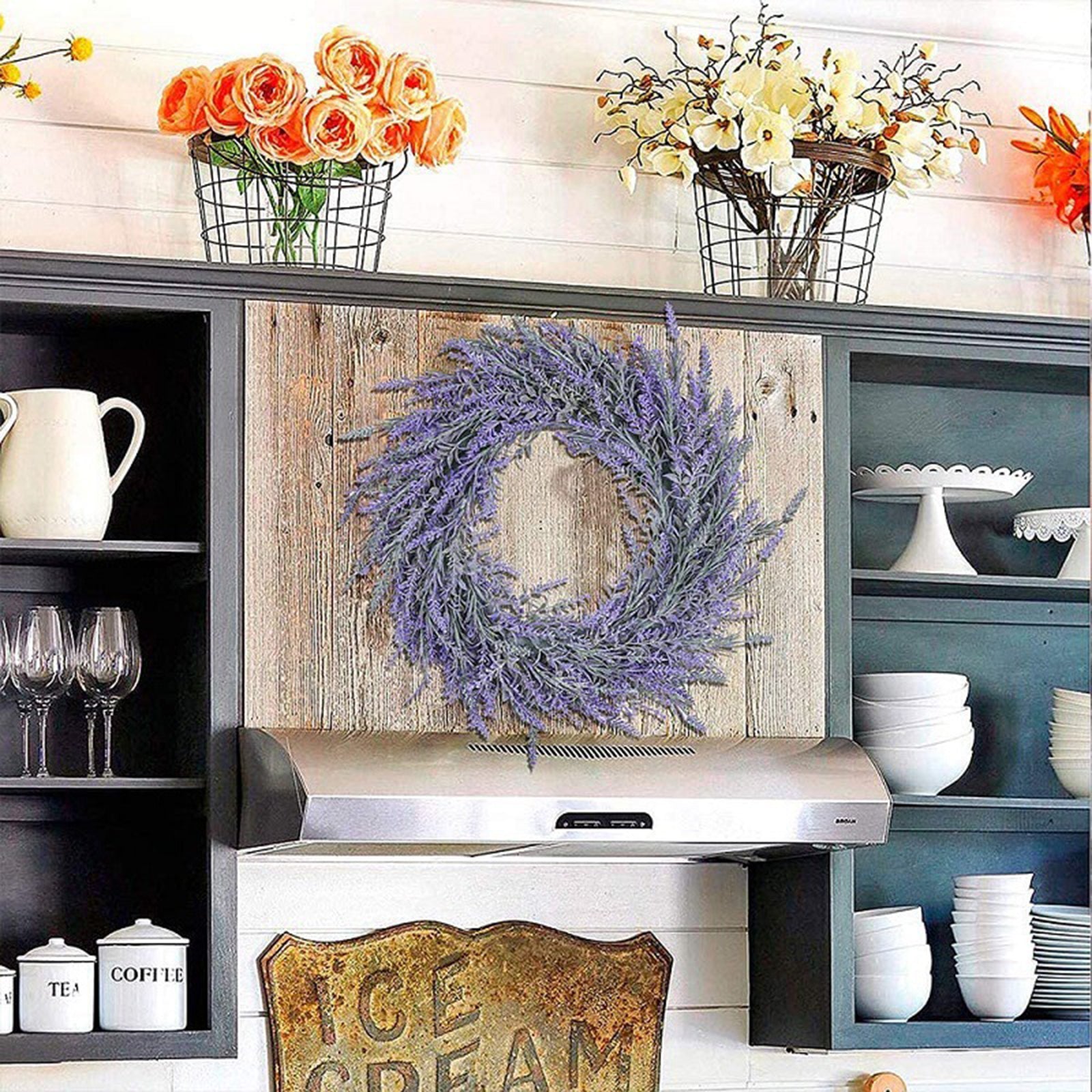 Large Lavender Wreath 45cm Front Door & Wall Hanging Decor