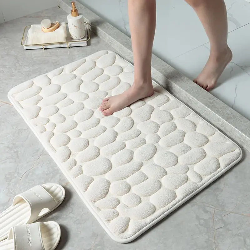 Cobblestone Embossed Memory Foam Bath Mat Non-Slip Absorbent Washable Bathroom Rug 40x60/50x80cm