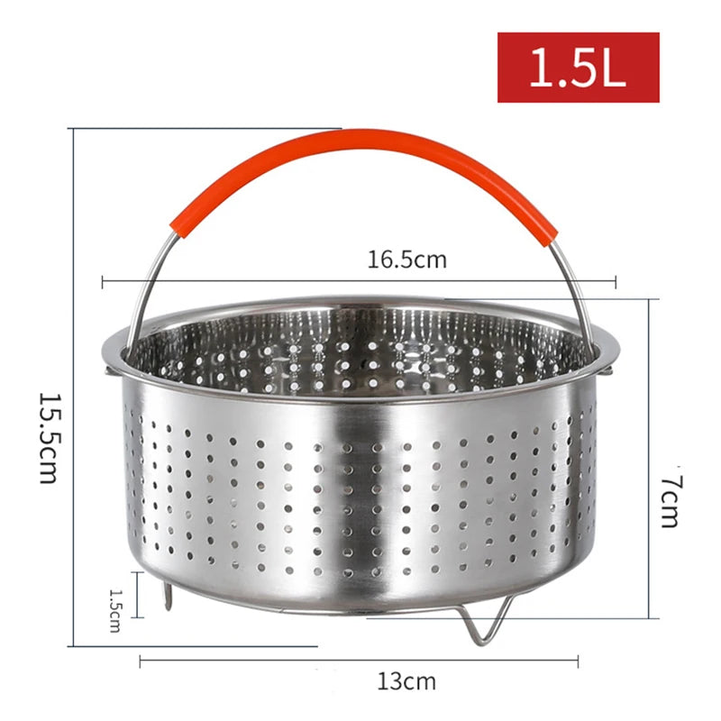 Stainless Steel & Silicone Steamer Basket – Multi-Purpose for Vegetables, Eggs & Pressure Cookers