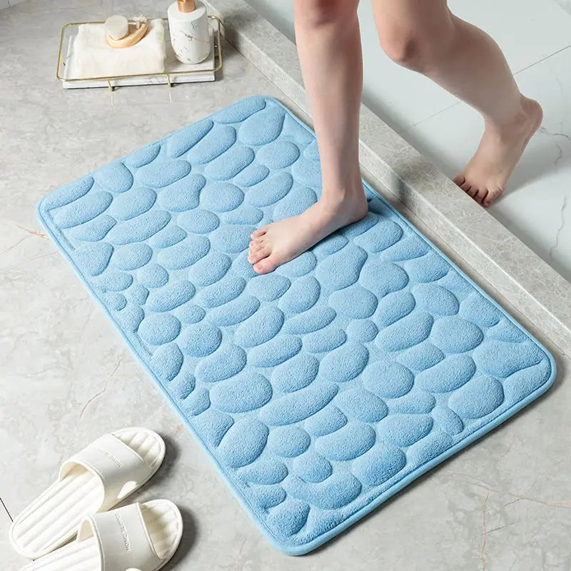 Cobblestone Embossed Memory Foam Bath Mat Non-Slip Absorbent Washable Bathroom Rug 40x60/50x80cm