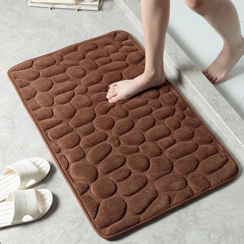 Cobblestone Embossed Memory Foam Bath Mat Non-Slip Absorbent Washable Bathroom Rug 40x60/50x80cm