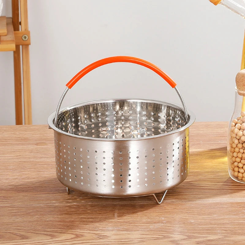 Stainless Steel & Silicone Steamer Basket – Multi-Purpose for Vegetables, Eggs & Pressure Cookers