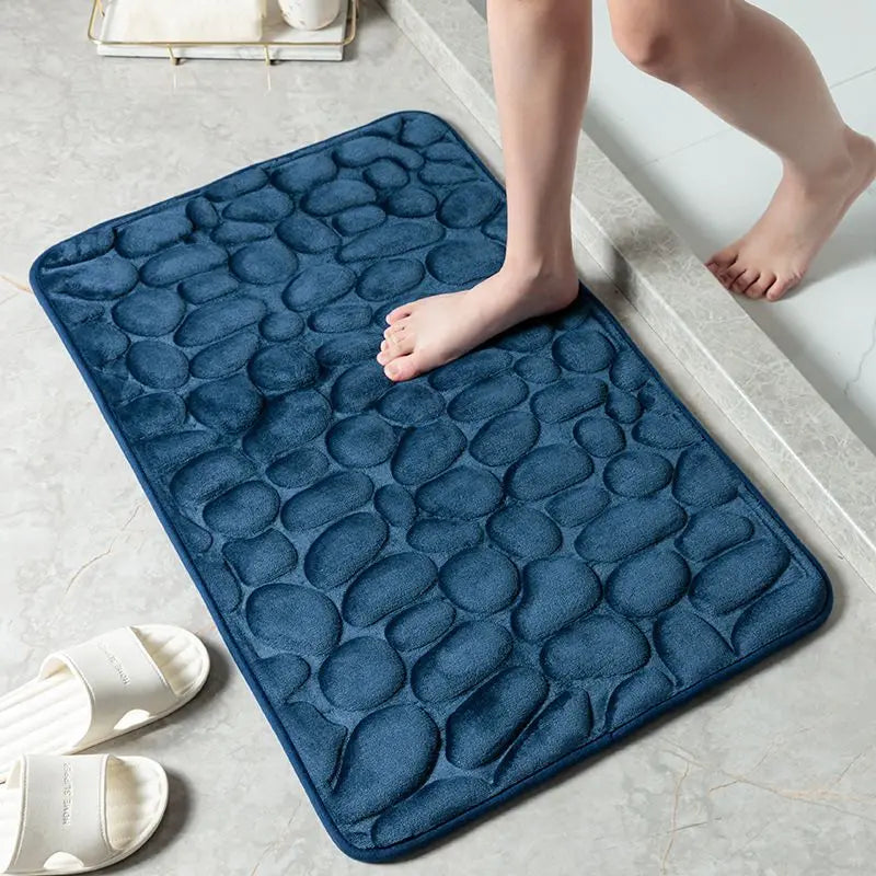 Cobblestone Embossed Memory Foam Bath Mat Non-Slip Absorbent Washable Bathroom Rug 40x60/50x80cm