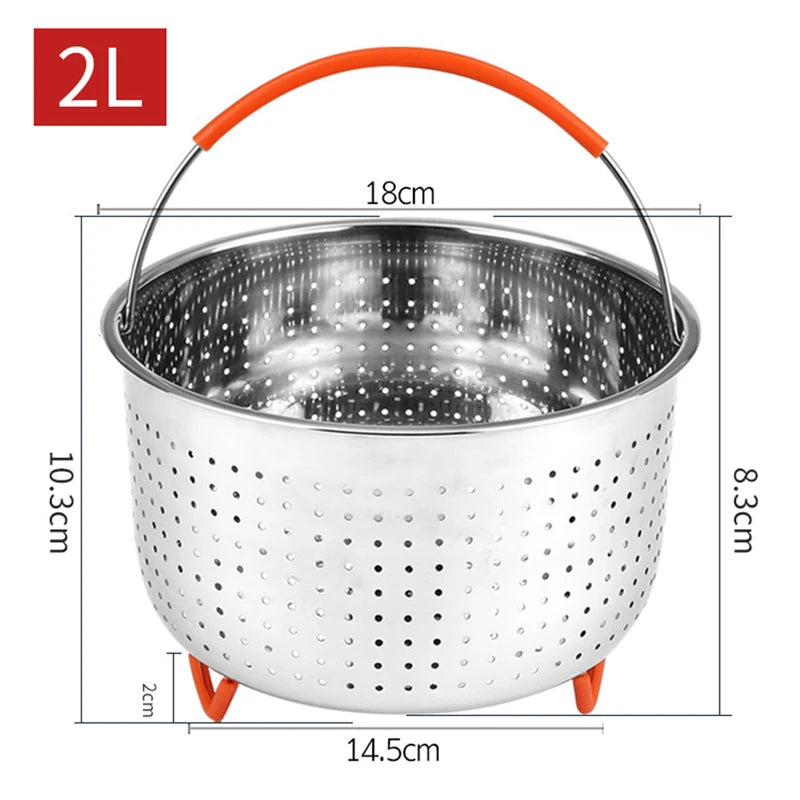 Stainless Steel & Silicone Steamer Basket – Multi-Purpose for Vegetables, Eggs & Pressure Cookers