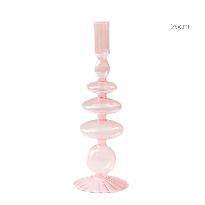 Handmade Nordic Glass Candlestick – Retro Candle Holder & Vase