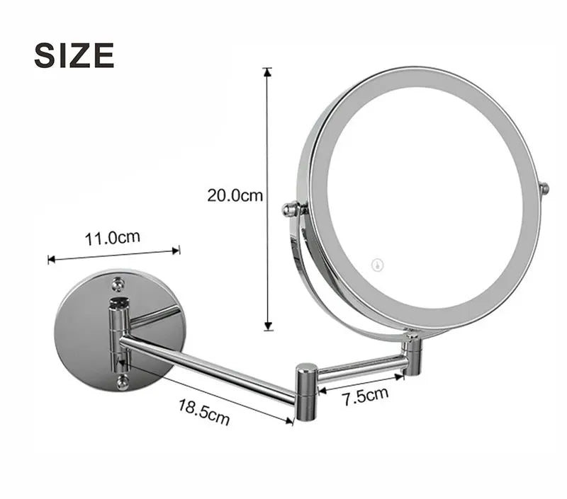 8 Inch Wall Mounted Makeup Mirror with USB Charging and 10X Magnification
