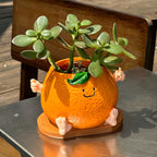 Cute Cartoon Orange Smiling Face Flower Pot