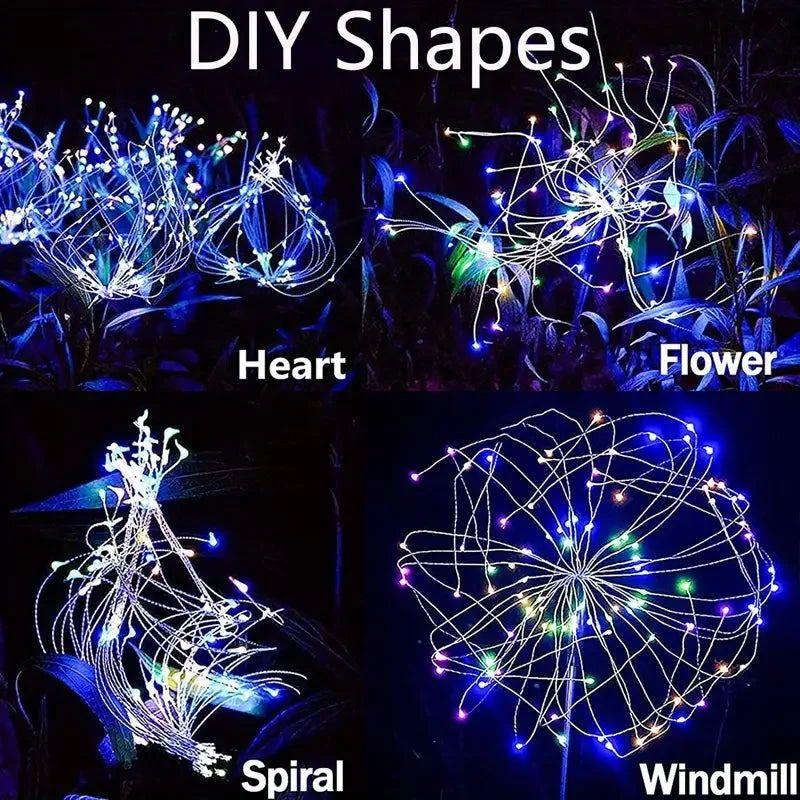 Solar LED Garden Lights Copper Wire DIY Holiday Waterproof Outdoor Decor