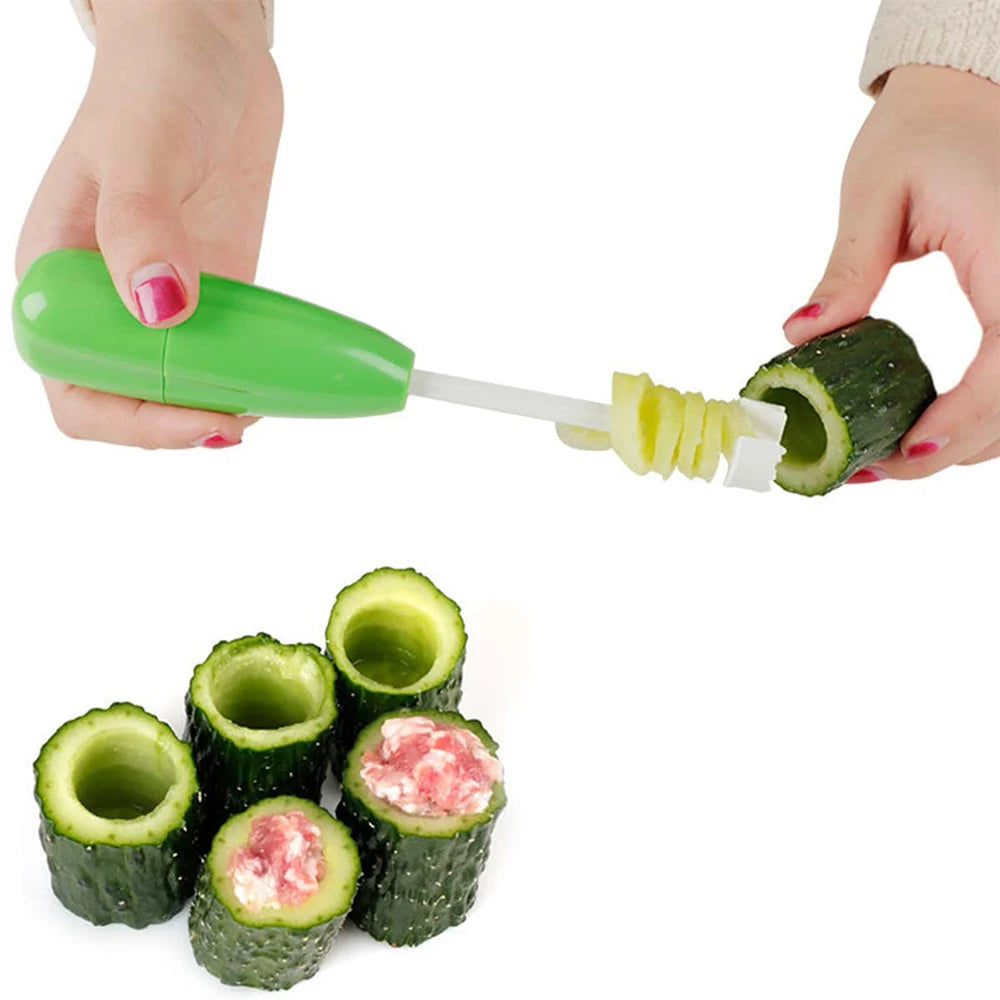 4pc Vegetable Spiral Cutter & Corer Set – Veggie Corkscrew Carver Drill Tool for Stuffed Peppers, Courgettes & Fruit
