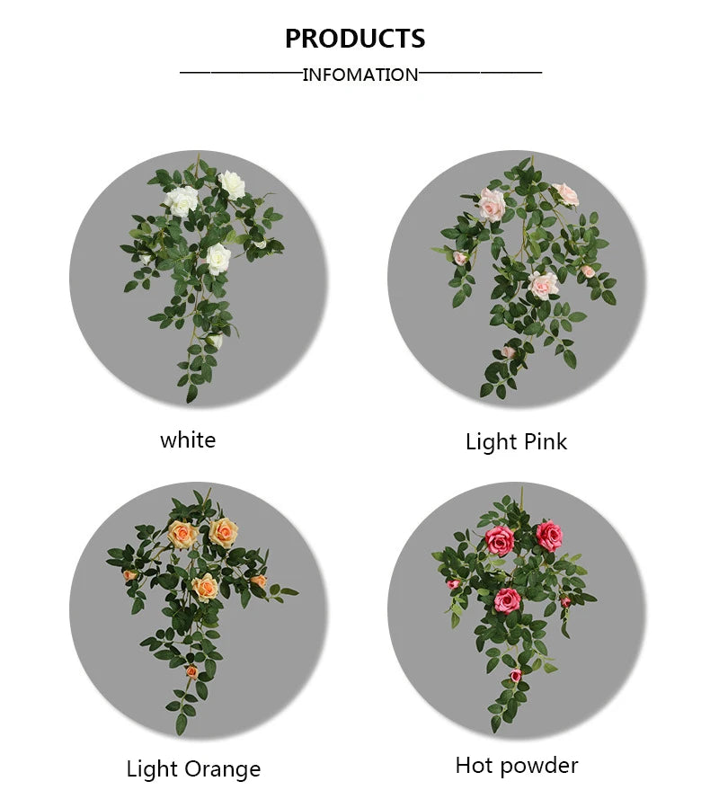 66cm Artificial Silk Rose Vine Indoor Wedding & Party Decor