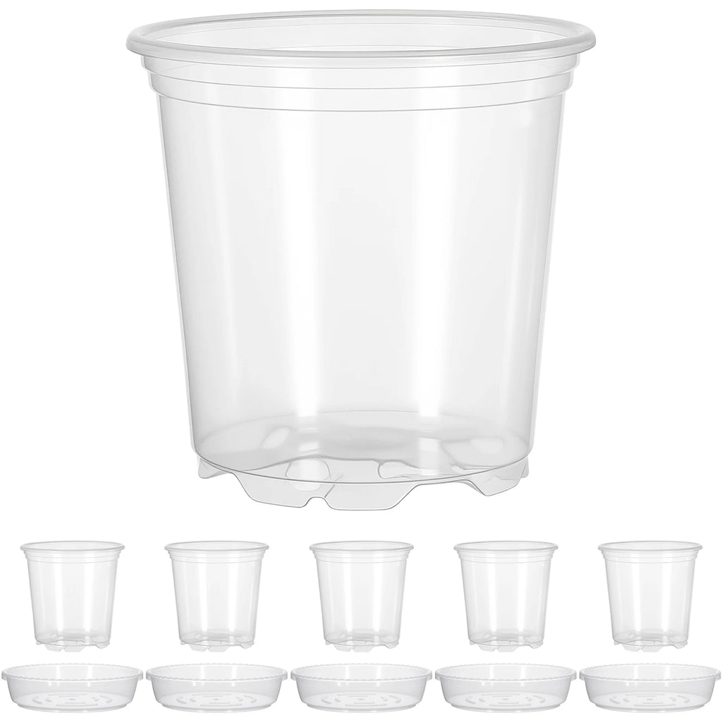5PCS Transparent Hydroponic Plant Pots with Saucers