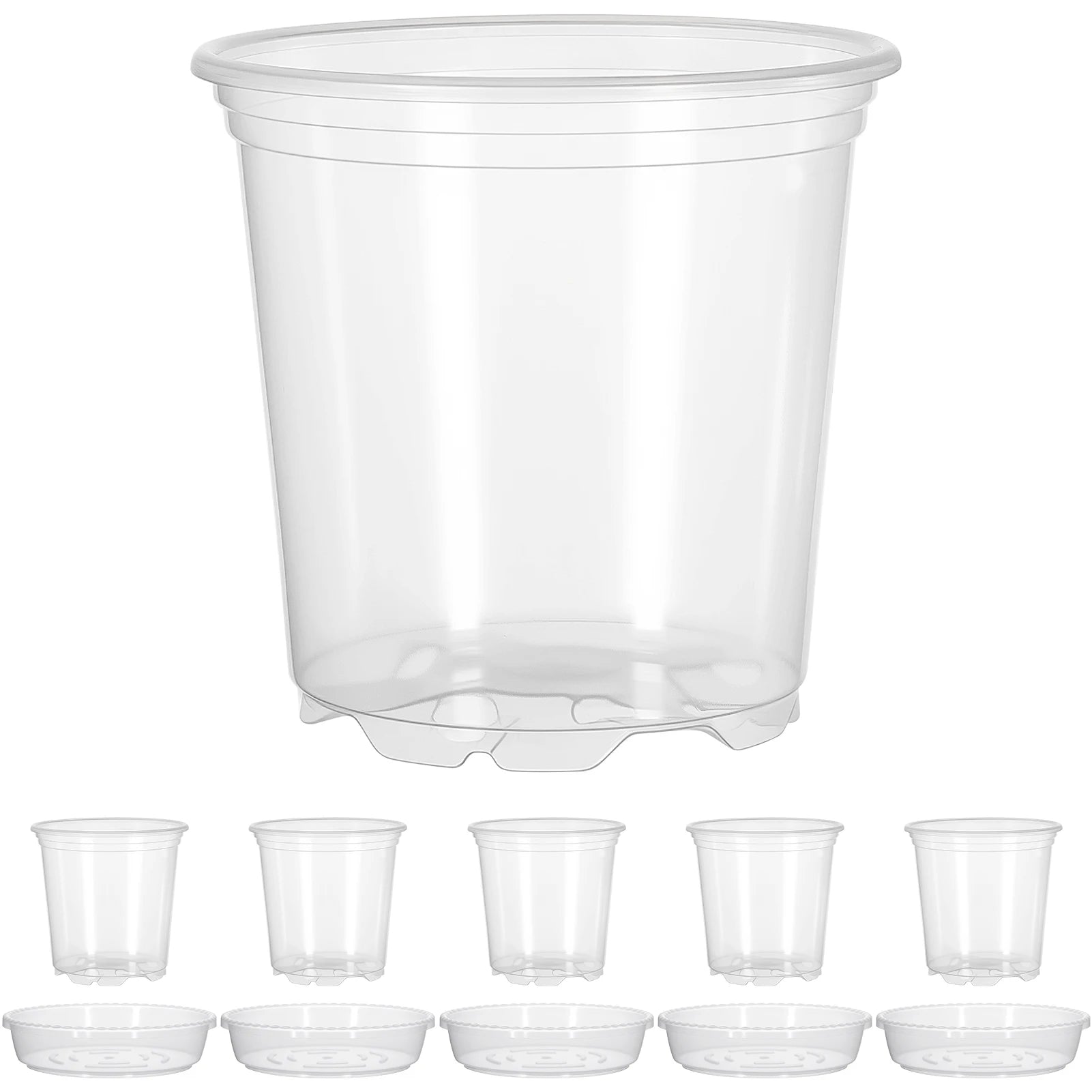 5PCS Transparent Hydroponic Plant Pots with Saucers