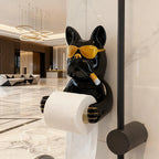 French Bulldog Toilet Paper Holder Wall-Mounted Resin Bathroom Roll Rack