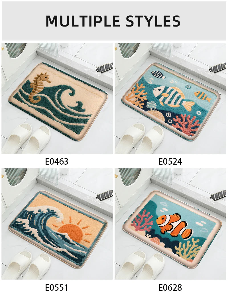 Cartoon Animal Bathroom Mat – Soft, Absorbent, Non-Slip Shower & Toilet Floor Rug for Kids
