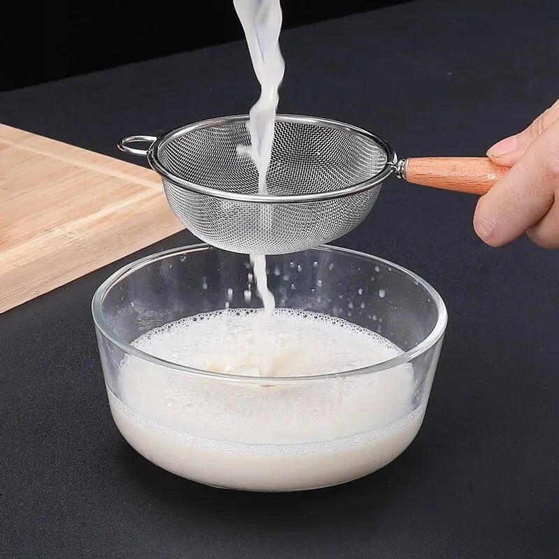 304 Stainless Steel Mesh Filter Spoon with Wooden Handle