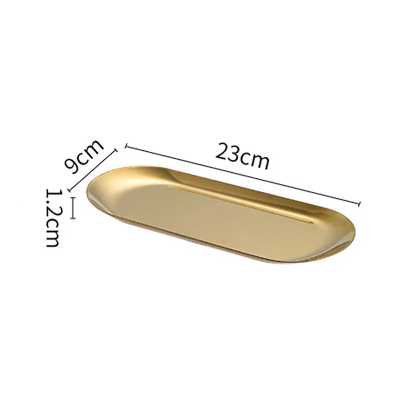 Oval Stainless Steel Dining & Dessert Plate – Gold & Silver Snack Tray