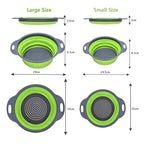 2PCS Silicone Folding Drain Basket – Square & Round Kitchen Strainer