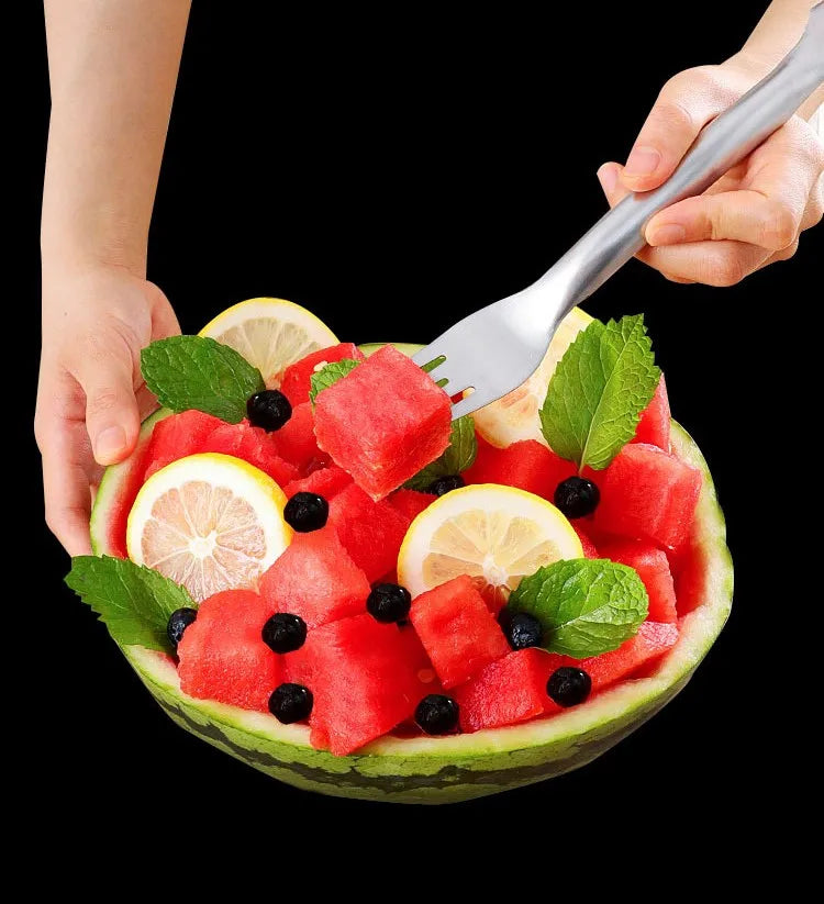 Stainless Steel Watermelon Cutter & Fruit Fork – Multifunctional Slicer Tool