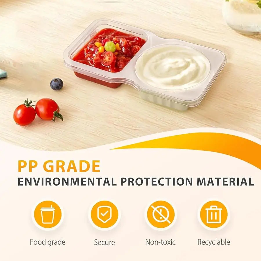 Reusable Double Compartment Snack & Condiment Container – Leak-Proof Plastic Storage Box